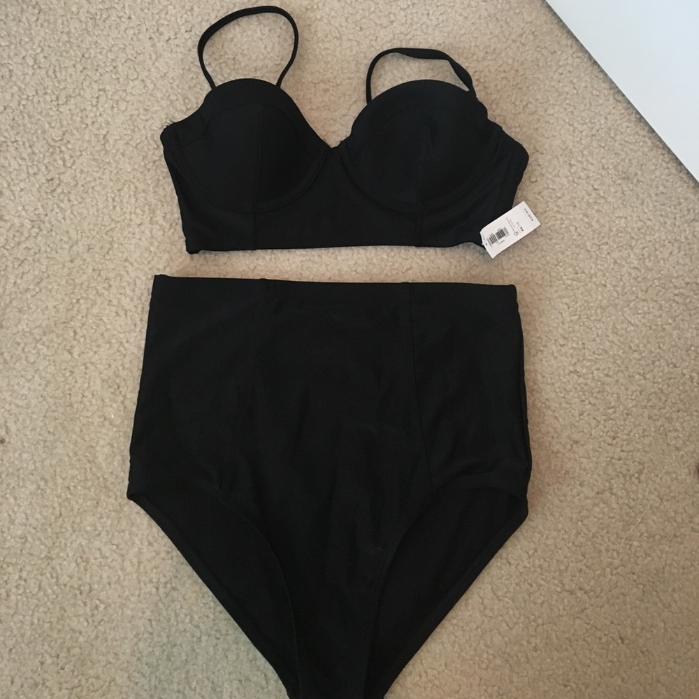 Retro Black High Waisted Bathing Suit