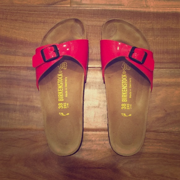 red patent leather birkenstocks