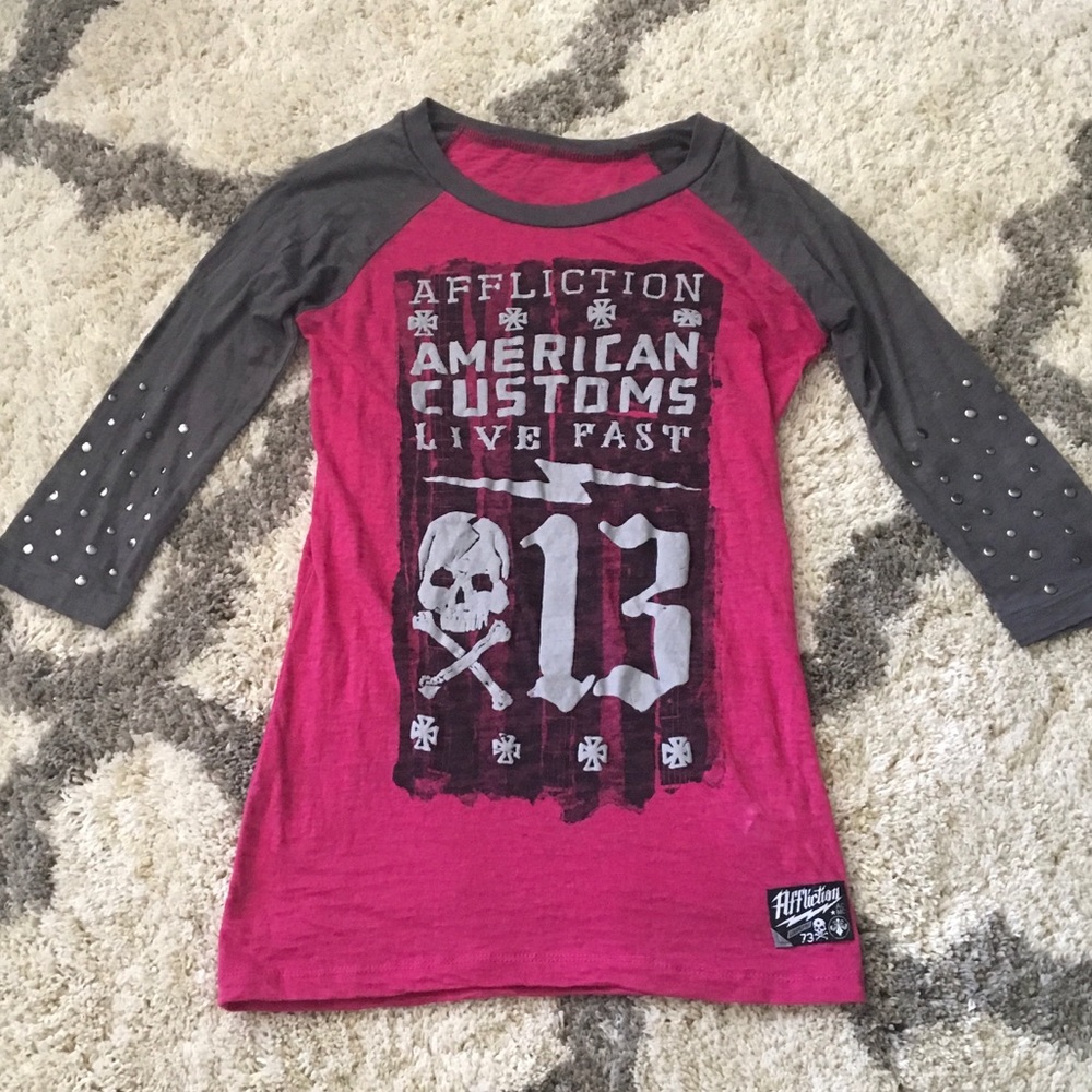 Affliction 3/4 length tee