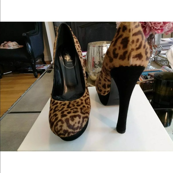 YSL LEOPARD PRINT HAIR "PALAIS 105" PLATFORM PUMPS - Picture 7 of 8