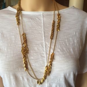 Gold leaf chain necklace.