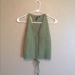 Green knit summer beach crop top. Brand New!!!