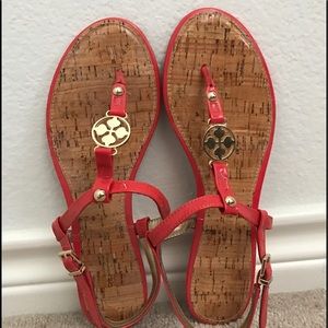 Coral and Gold Sandals