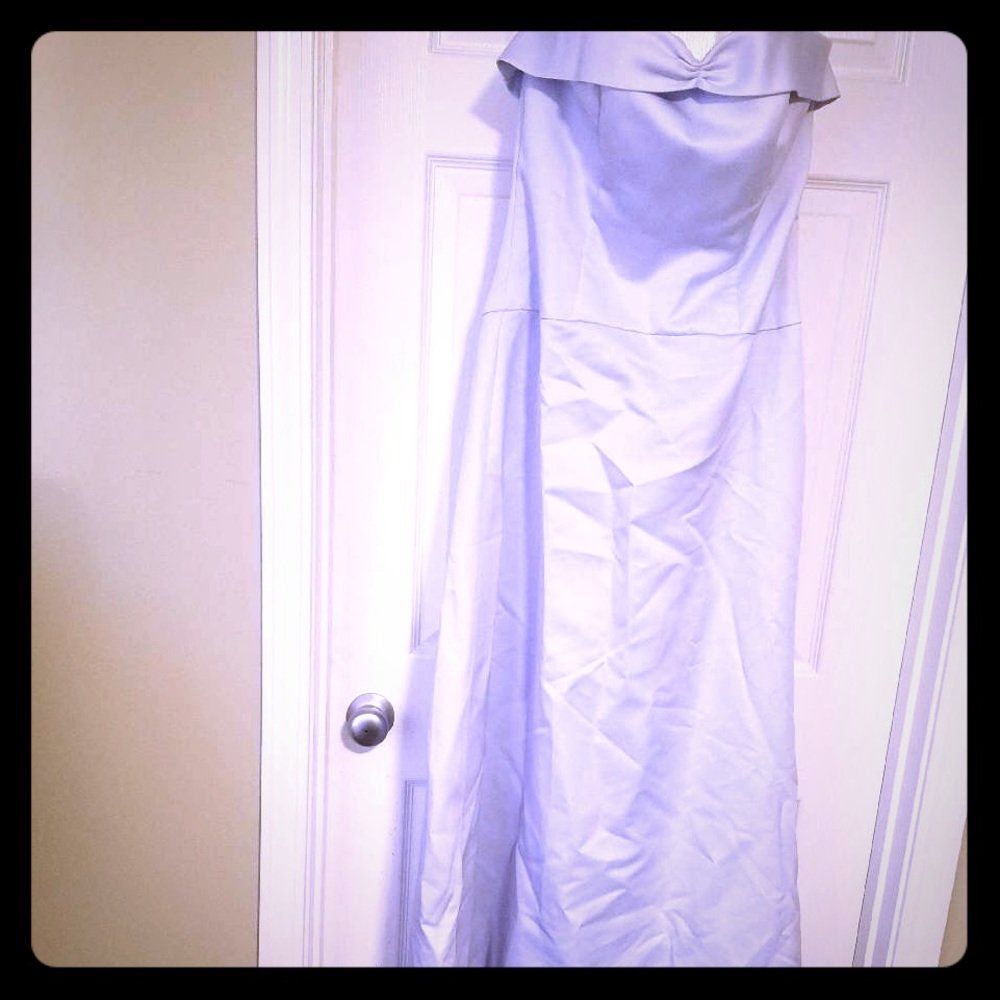Baby blue formal dress with shawl. Strapless.