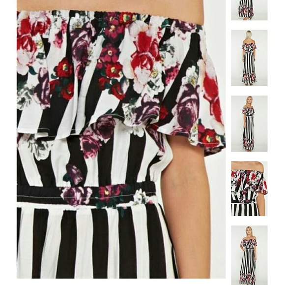 ❤️CLOSING SALE❤️ Black/white striped floral maxi - Picture 3 of 5