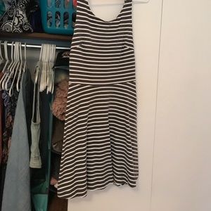 White and grey stripped skater dress