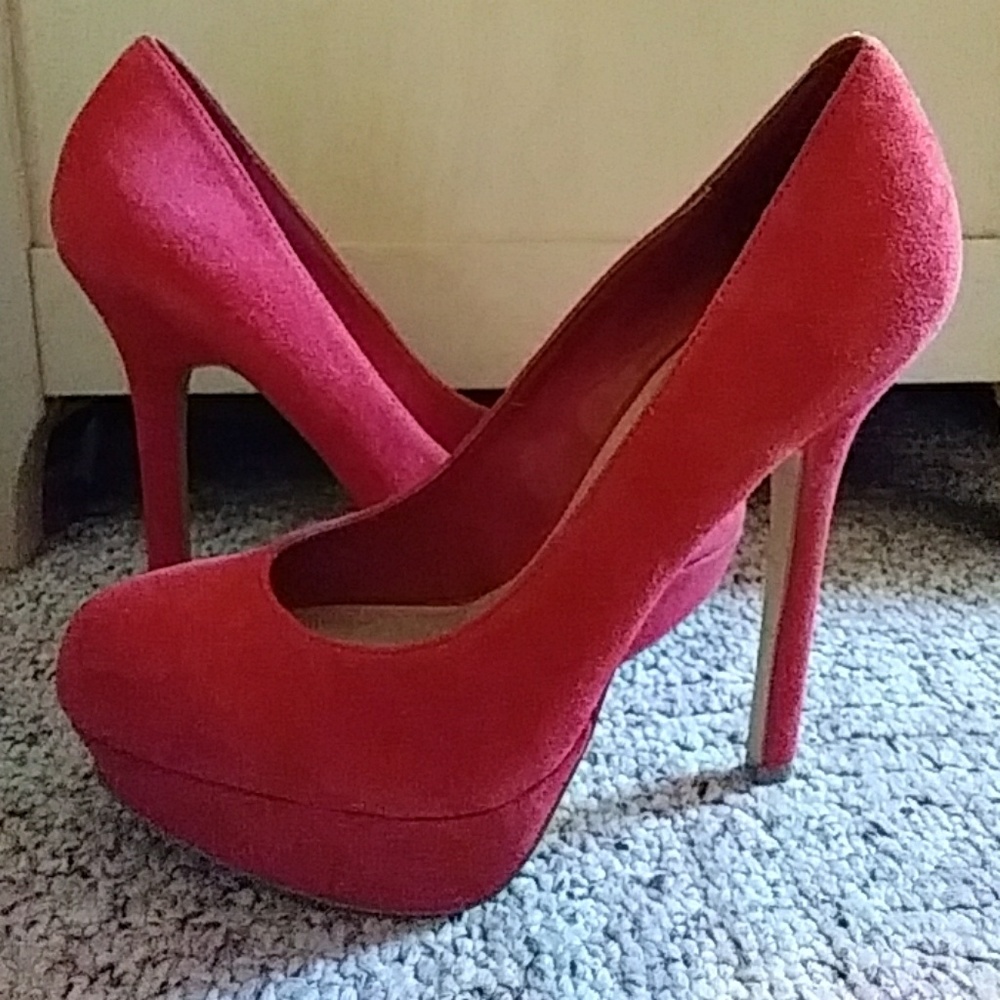 Red sued heels