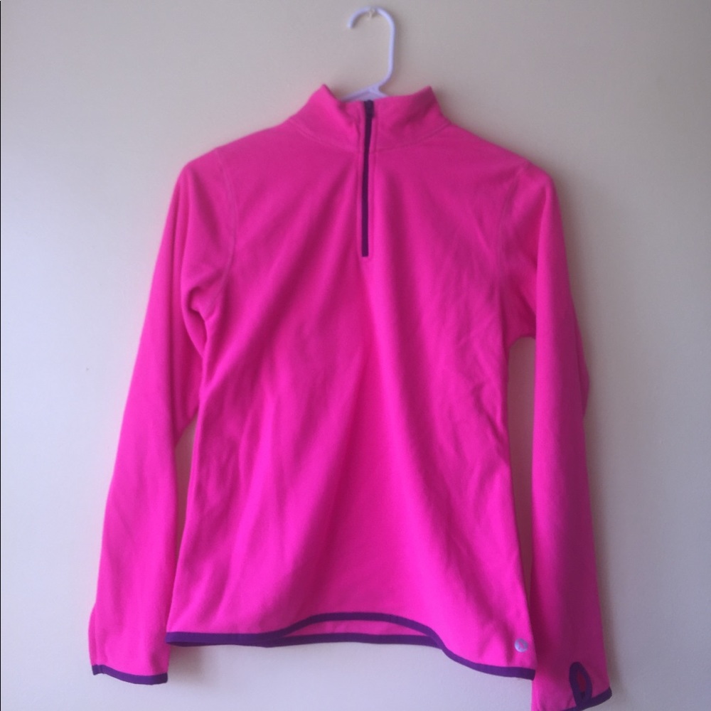 A pink and purple long sleeve zip-up