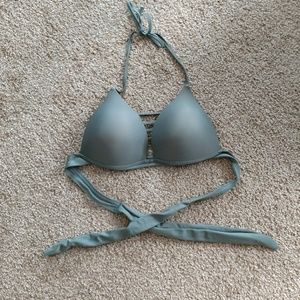 Halter push up olive bikini top