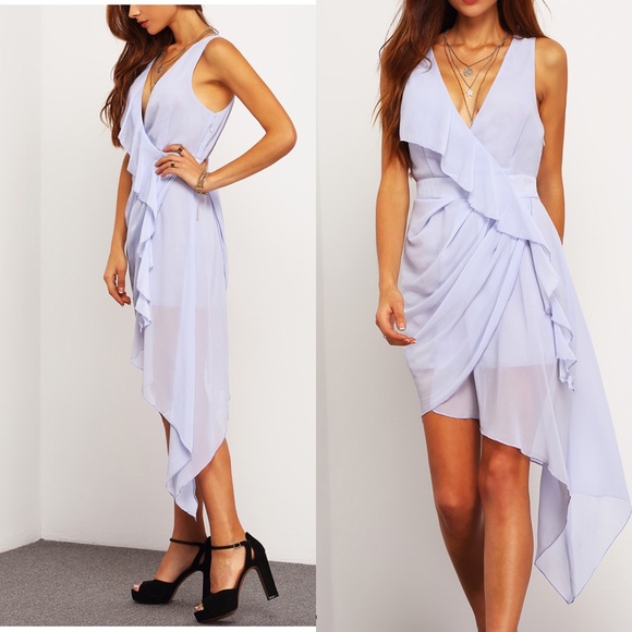 Lulus elegant asymmetrical Chiffon dress - Picture 3 of 8