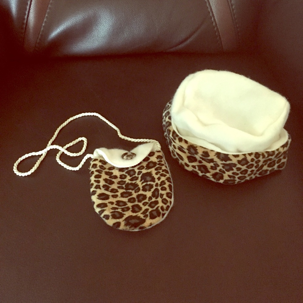 💚Girls Cheetah Hat and Purse Set - 6MOS