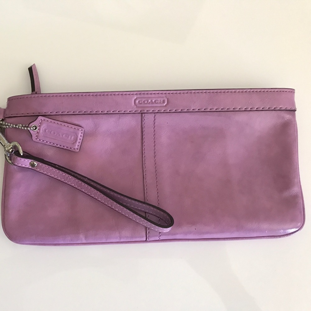 Coach pink/lavender leather clutch