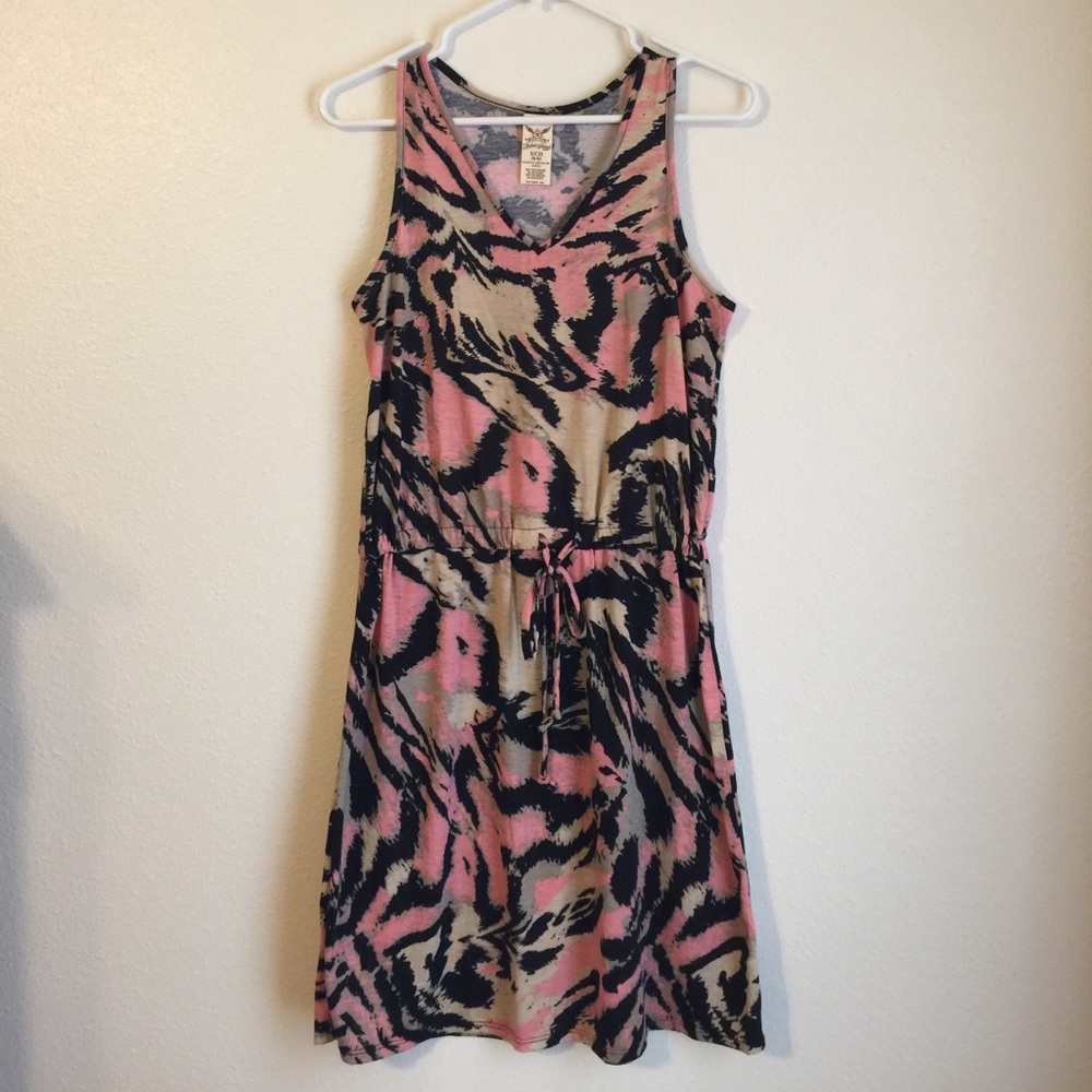 Faded Glory Pink/Black/Tan Tank Dress