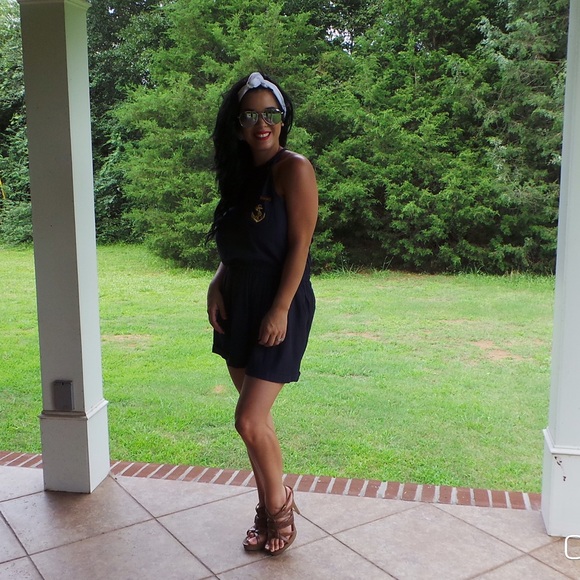 "Sailor" Navy blue Romper - Picture 2 of 3