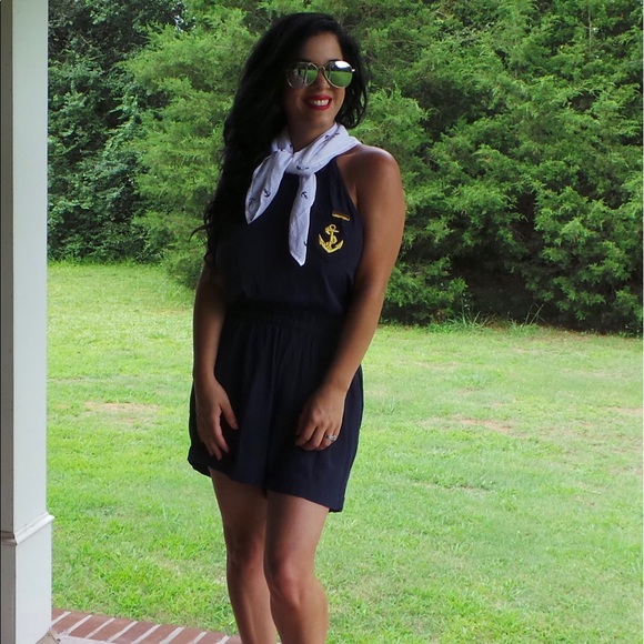 "Sailor" Navy blue Romper - Picture 3 of 3