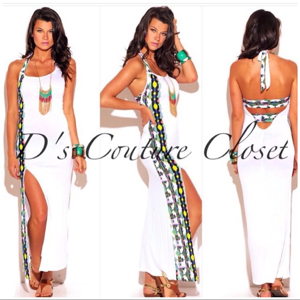 Halter Maxi Dress W/ slit - brand new -size L