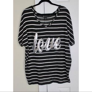🆕Lane Bryant LOVE Black & White Stripe Top NWOT