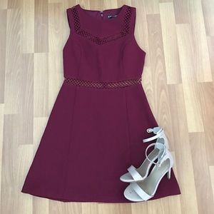 🍁🍂Express Open Knotwork Trim A-Line Dress🍂🍁