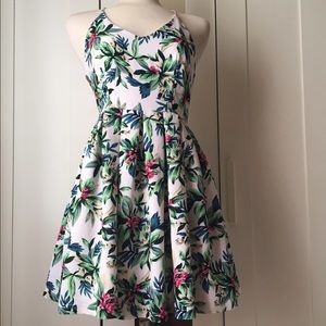 Hologram mini dress, spaghetti straps fit flare