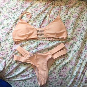 Pink caged brazillian swimsuit