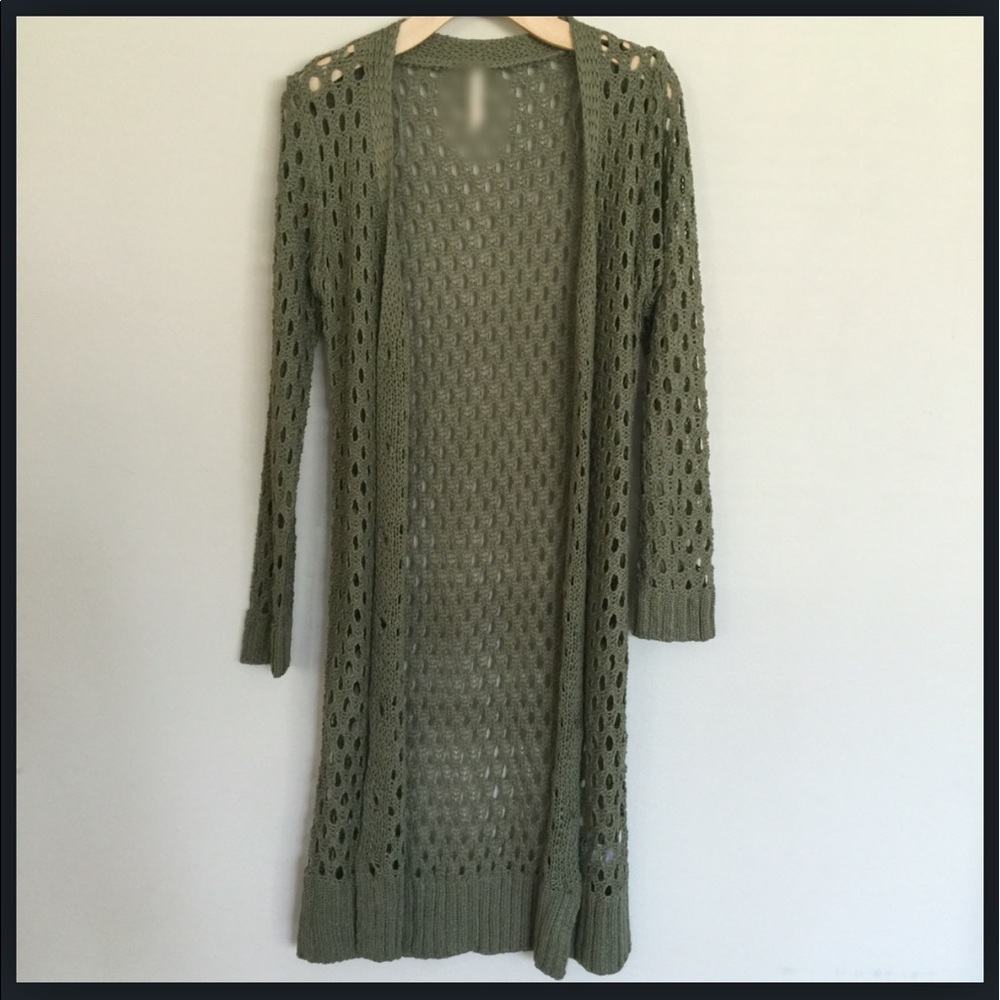 LAST1️⃣Long Green Open Knit Cardi - Picture 3 of 8