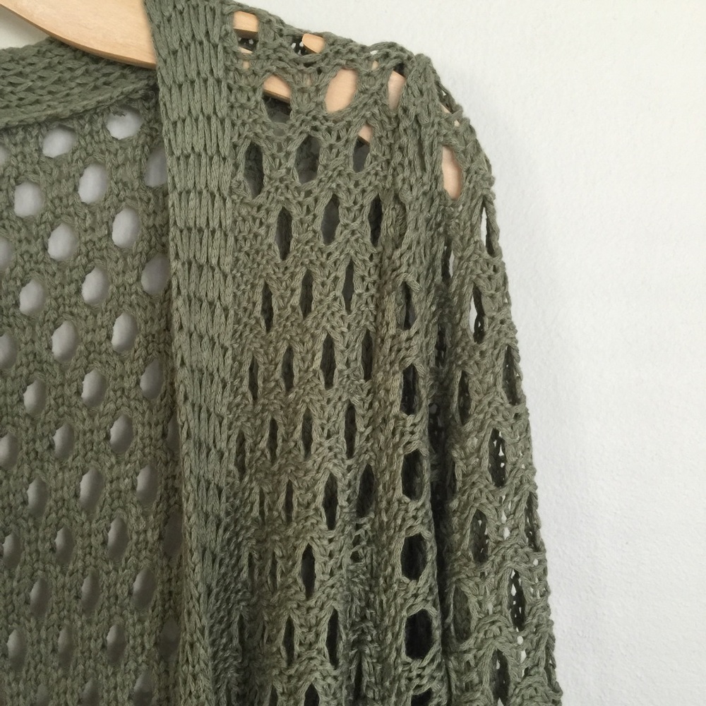 LAST1️⃣Long Green Open Knit Cardi - Picture 4 of 8