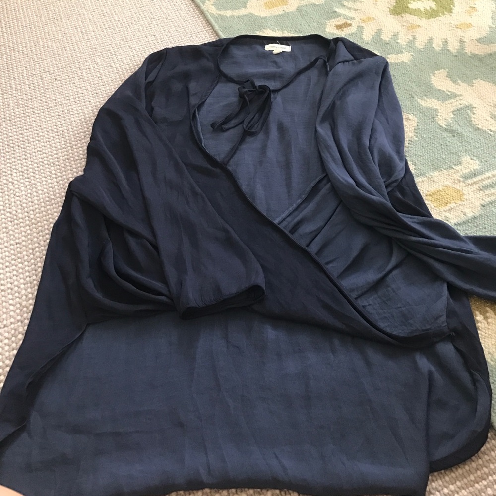 Navy silk top