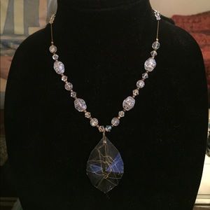 Gold Necklace with Clear Beads