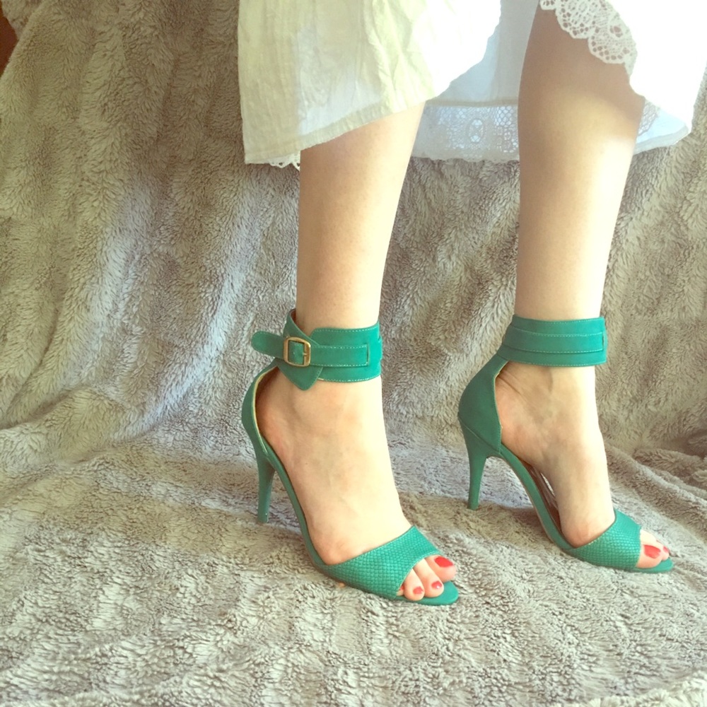 Teal Cuffed Heels