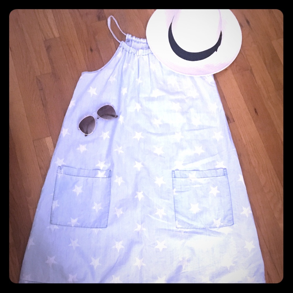 Old Navy Star Print Chambray Shift Dress