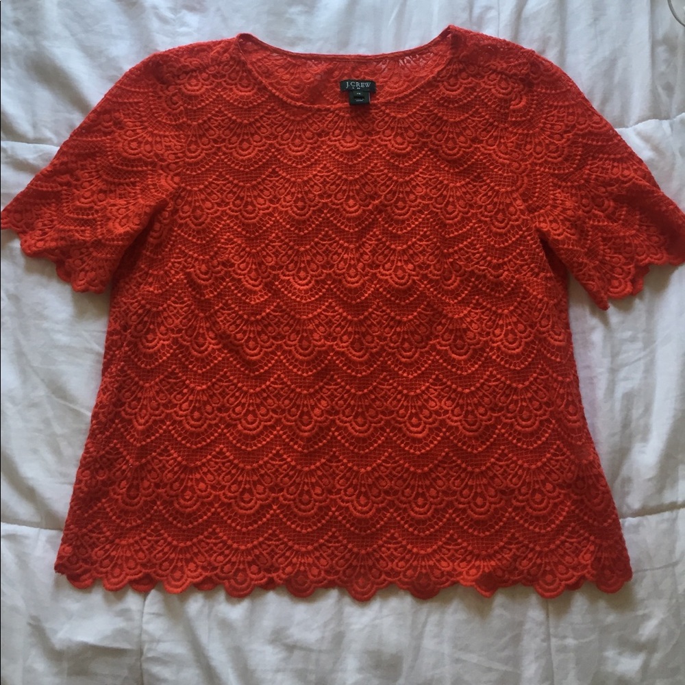 J. Crew Scalloped Lace Blouse XS