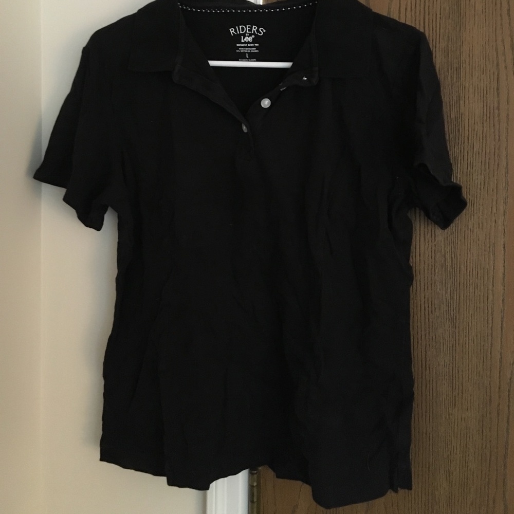 Black. Short sleeve. Collared shirt. Lee. Size L