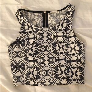 BP Nordstrom tribal black and white crop top