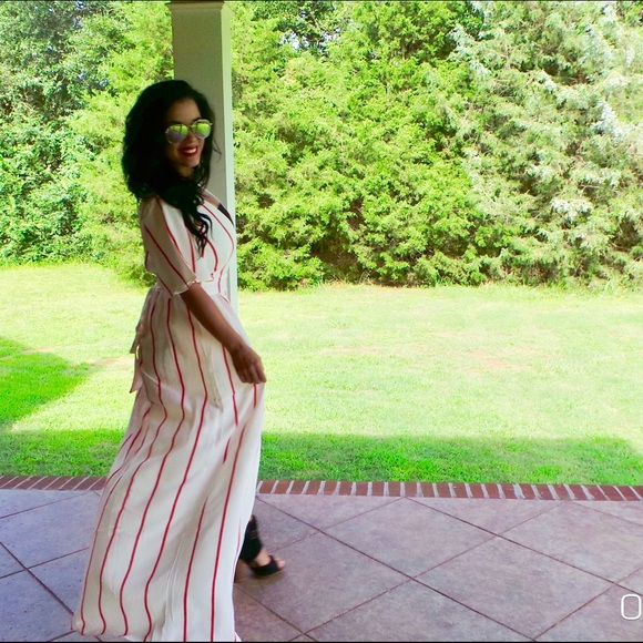 "Rockin' Robin" white/red striped Jumpsuit - Picture 2 of 4