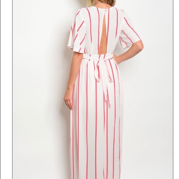 "Rockin' Robin" white/red striped Jumpsuit - Picture 4 of 4