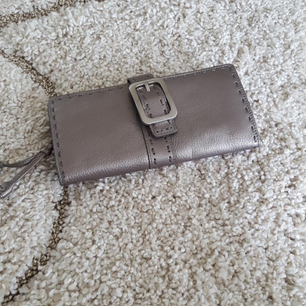 Taupe Cole Haan soft leather wallet