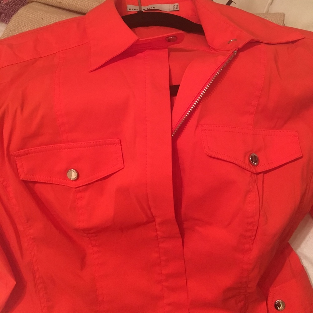 Karen Millen bright orange top/light jacket