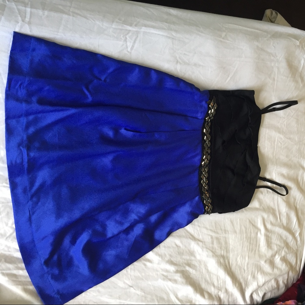 Blue and black thin spaghetti strap dress, size m