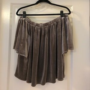 Metallic Velvet Off-The-Shoulder Top