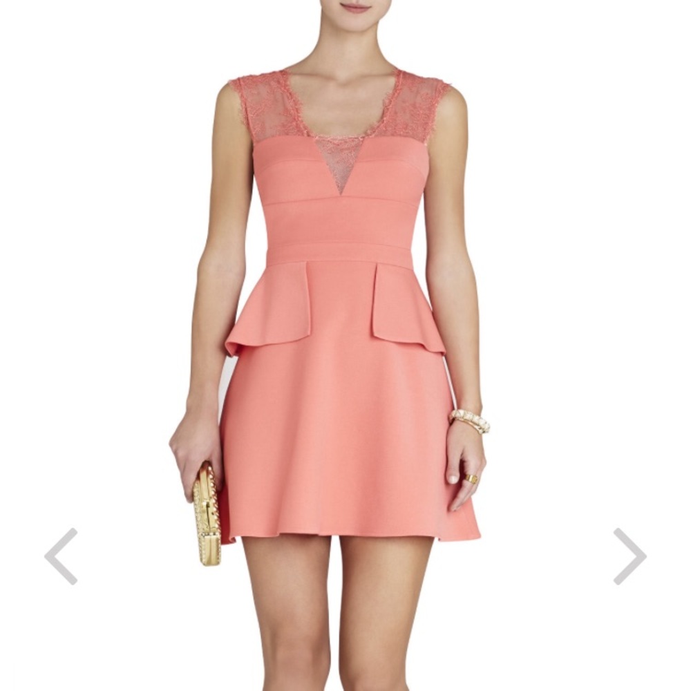 BCBGMAXAZRIA Lace-Appliqué V-neck Dress