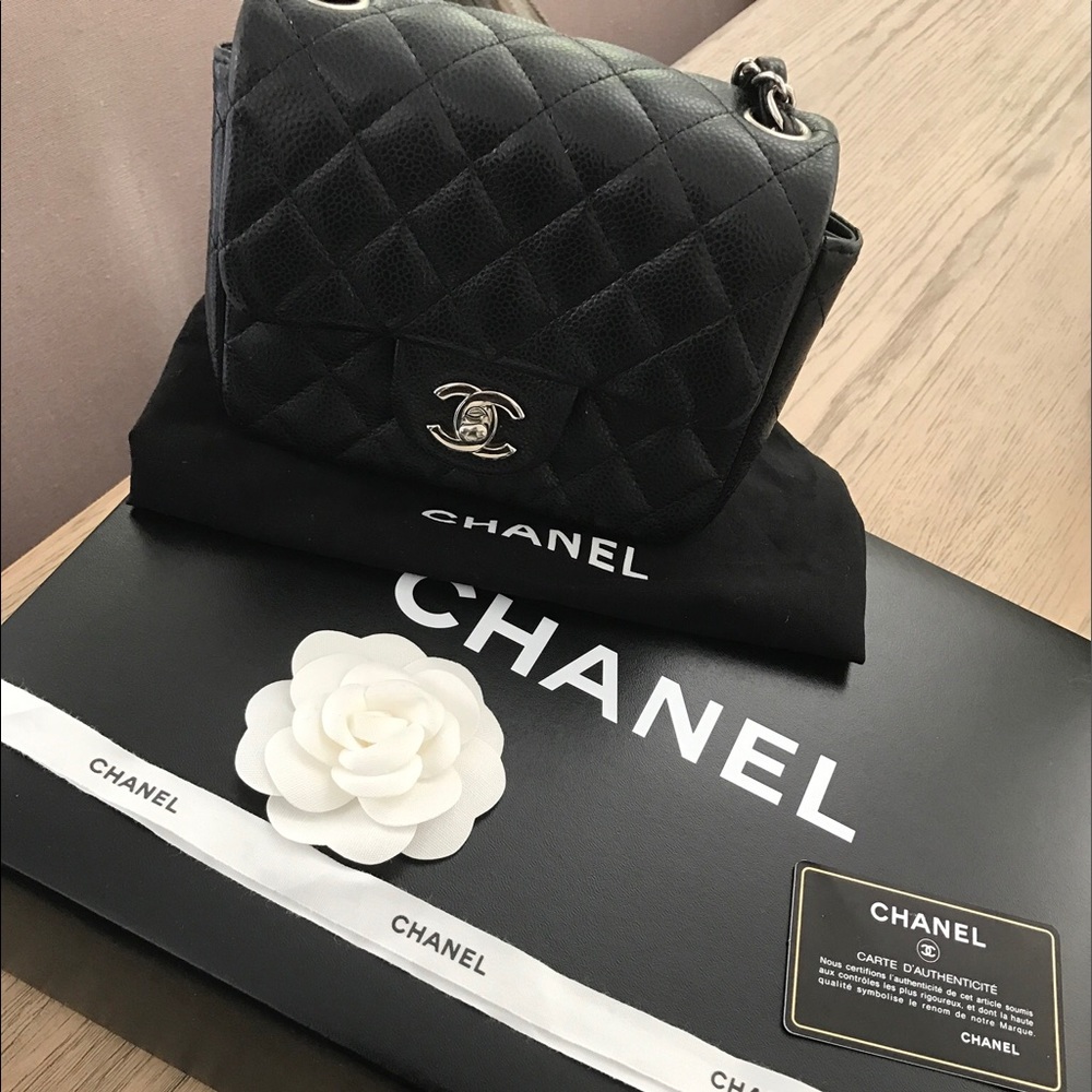 Chanel Mini Caviar Black 2014 Square Flap