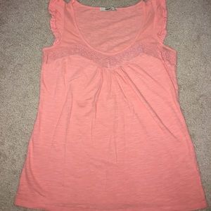 Orange/Coral Flutter Cap Sleeve Top