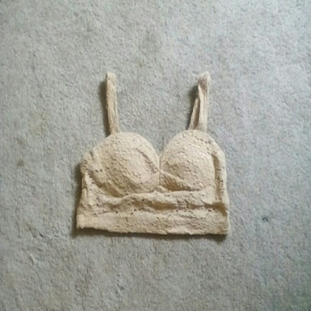 Tan lace crop top