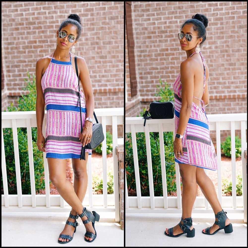 Ethnic Halter Summer Festival Dress Open Back