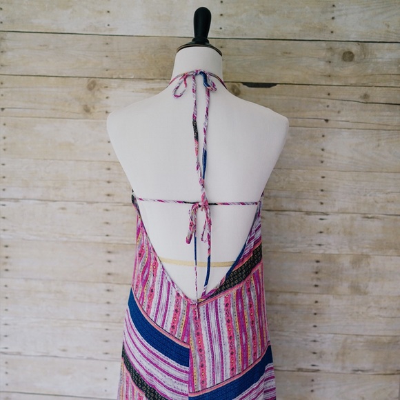 Ethnic Halter Summer Festival Dress Open Back - Picture 4 of 5
