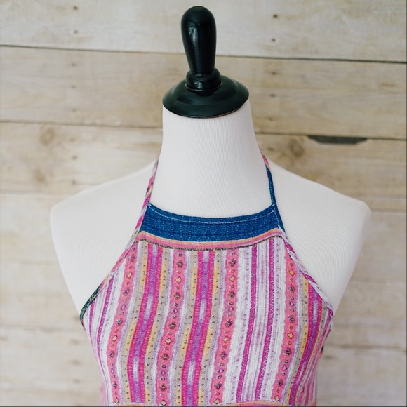 Ethnic Halter Summer Festival Dress Open Back - Picture 3 of 5