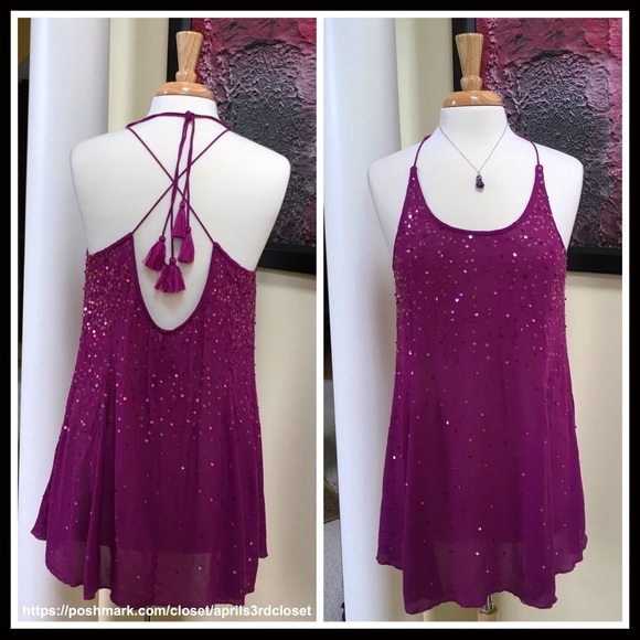 FREE PEOPLE BLACK EMBELLISHED Sequin Slip Dress - Picture 5 of 8