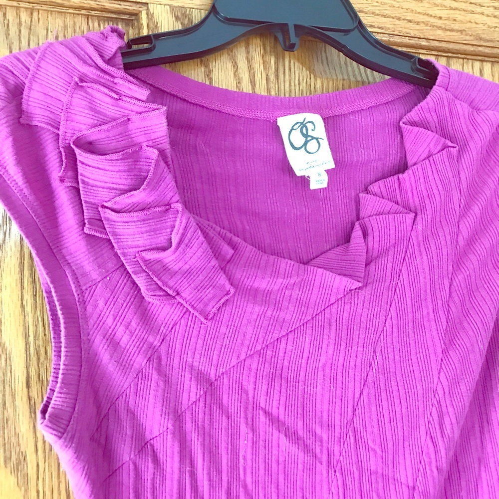 One September ruffled ribbed asymmetrical tee