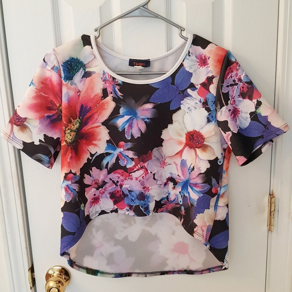 high-low floral tee