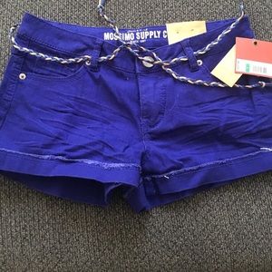 NWT Blue cotton shorts with braided belt